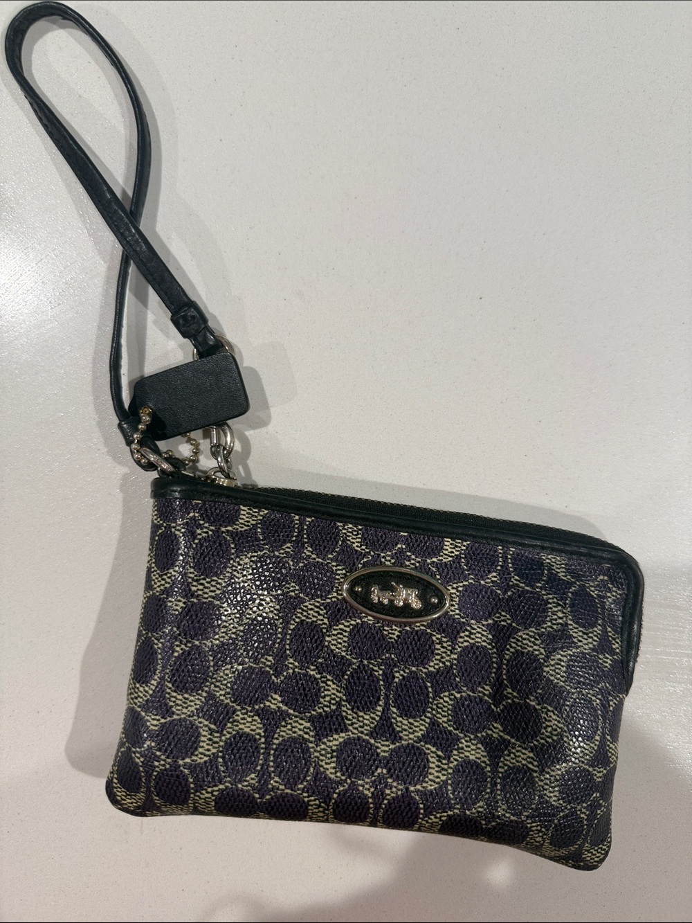 Coach Purple and Beige Signature Wristlet
